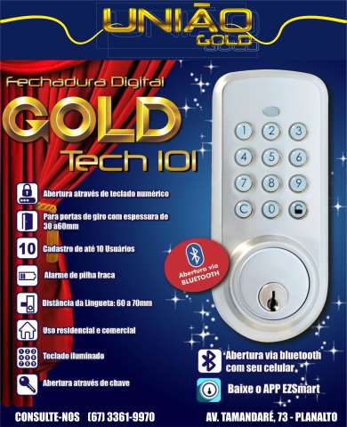 FECHADURA DIGITAL GOLD TECH 101 BLUETOOTH